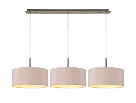 DK0579  Baymont 40cm Shade 3 Light Pendant Antique Brass, Taupe/Halo Gold